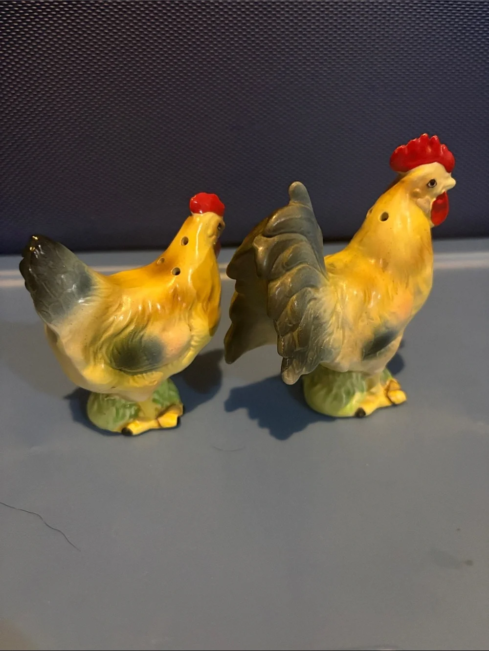 Yellow Ceramic Rooster & Hen salt and pepper set